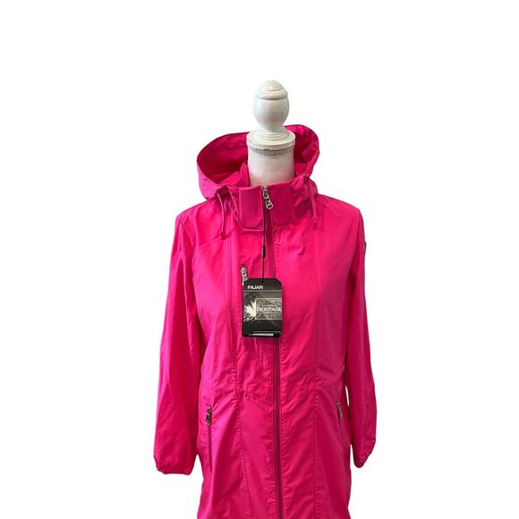 Pajar Essen Longline Packable Raincoat Removable Hood Pink Glo M - Picture 4 of 15